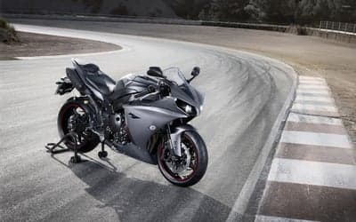 Matte Gray Yamaha YZF-R1 Superbike on Racing Track