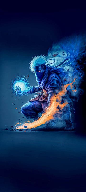 Blue Ninja with Fire and Energy Powers