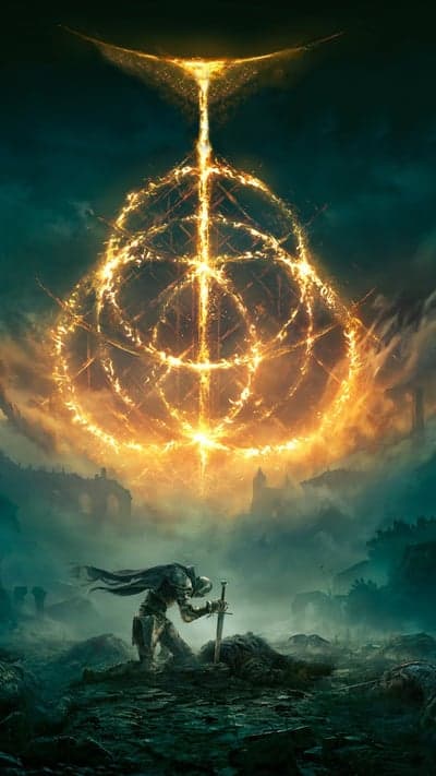 Elden Ring Tarnished Knight and Golden Erdtree Phone Wallpaper