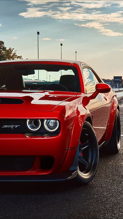 Crimson Dodge Challenger SRT Demon Muscle Car Wallpaper