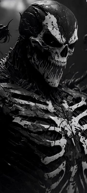 Menacing Skull and Ribcage: Dark Horror Art