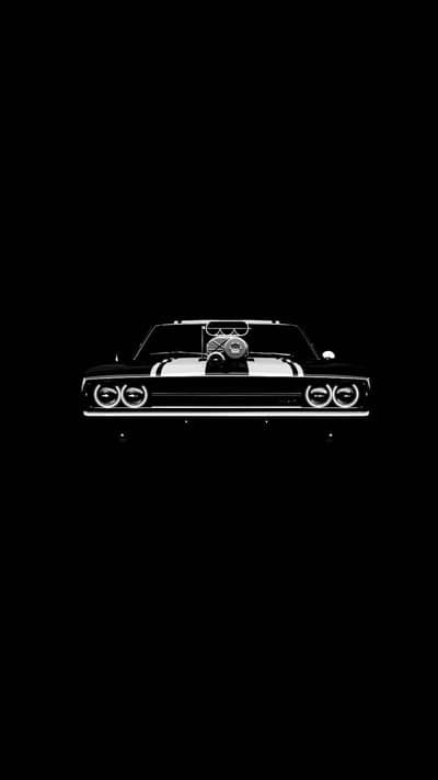 Turbocharged Retro Muscle Car Silhouette Phone Wallpaper