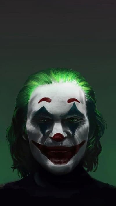 Joker Painting with Green Hair and Clown Makeup