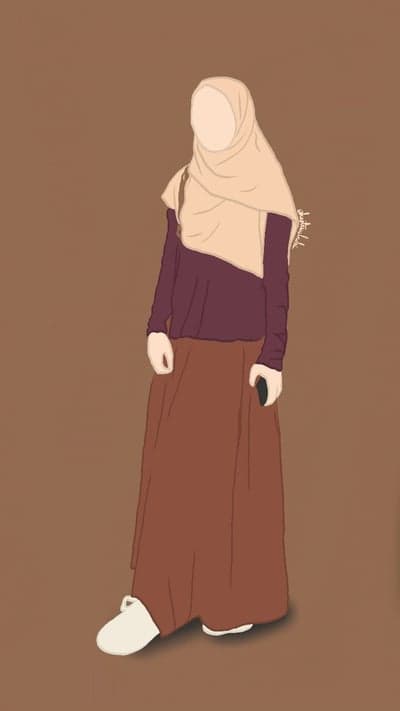 Person in hijab and long skirt, minimalist style