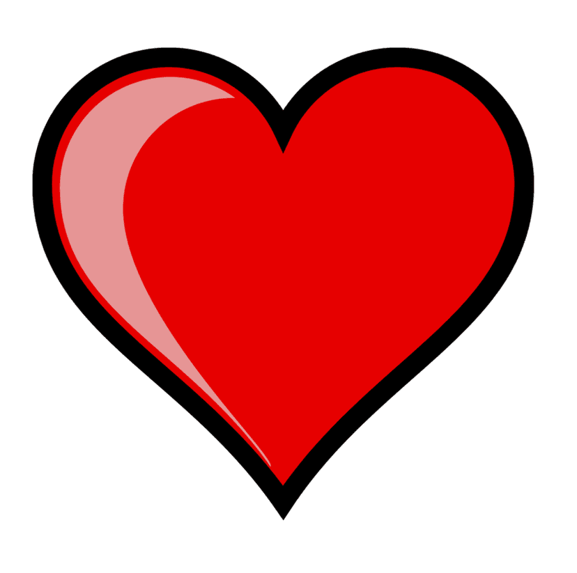 Red heart icon with smooth edges and vibrant crimson coloring sits centered on a transparent background layer.
