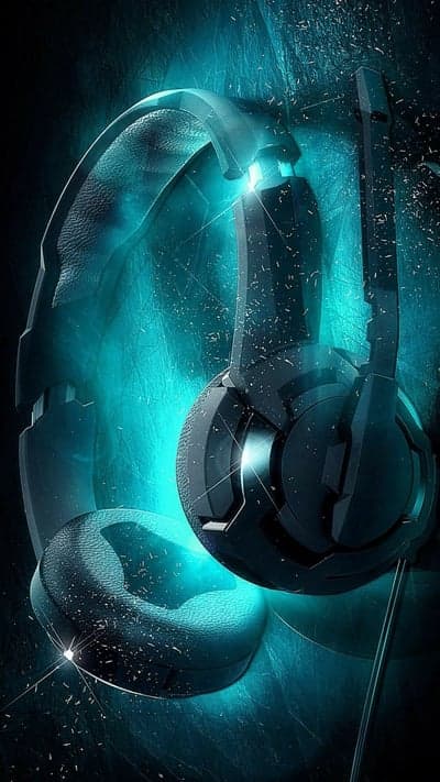 Futuristic Neon Blue Headphones with Textured Surface