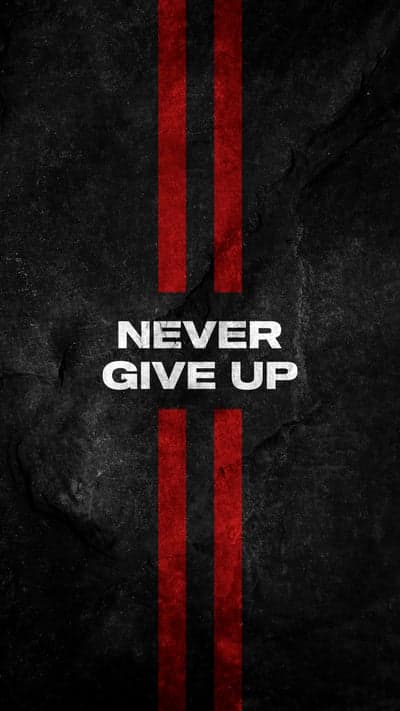 Never Give Up Motivation Typography on Dark Textured Background