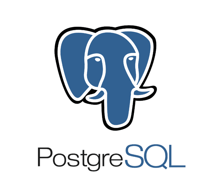 PostgreSQL elephant logo profile featuring a blue silhouette with trunk detail on a transparent background.