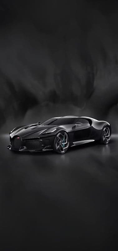 Sleek Black Bugatti Hypercar with Blue Accents