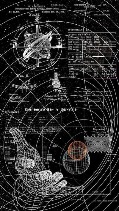Abstract Wireframe and Diagrammatic Art with Galactic Overlays