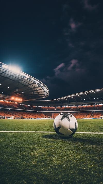 Cinematic Soccer Ball Under Stadium Lights Phone Background