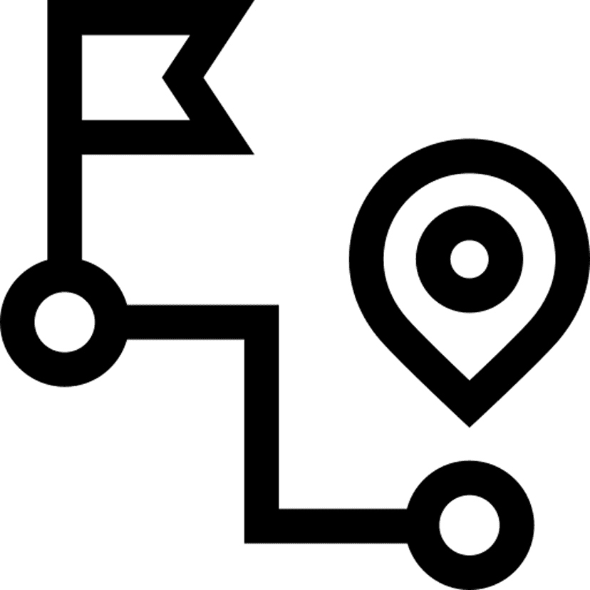 Black map pin icons and GPS symbols in solid and outline styles arranged on a transparent background.
