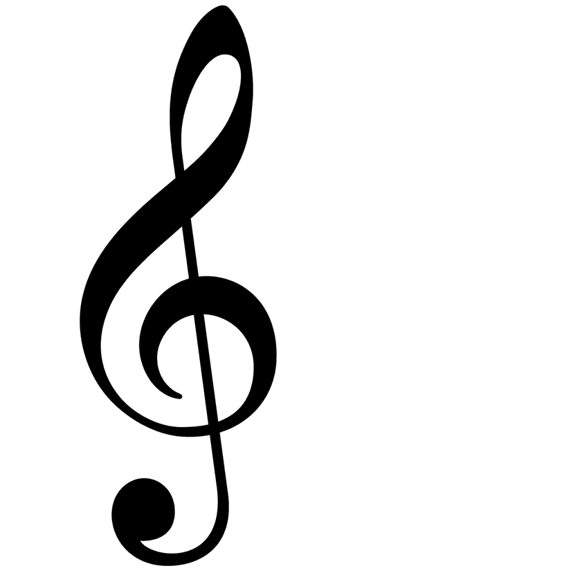 Musical note silhouette featuring sharp black edges and a clean vector style against a transparent background.