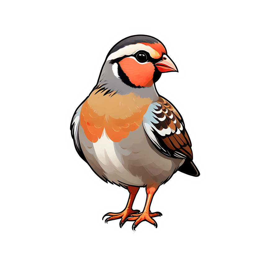Avian bird sticker illustration features orange cheeks, a black cap, grey plumage, and blue wing accents on white.