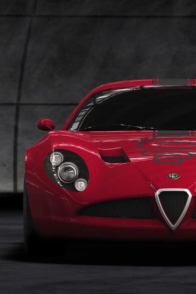 Red Alfa Romeo 4C with Snake Decal Close-Up