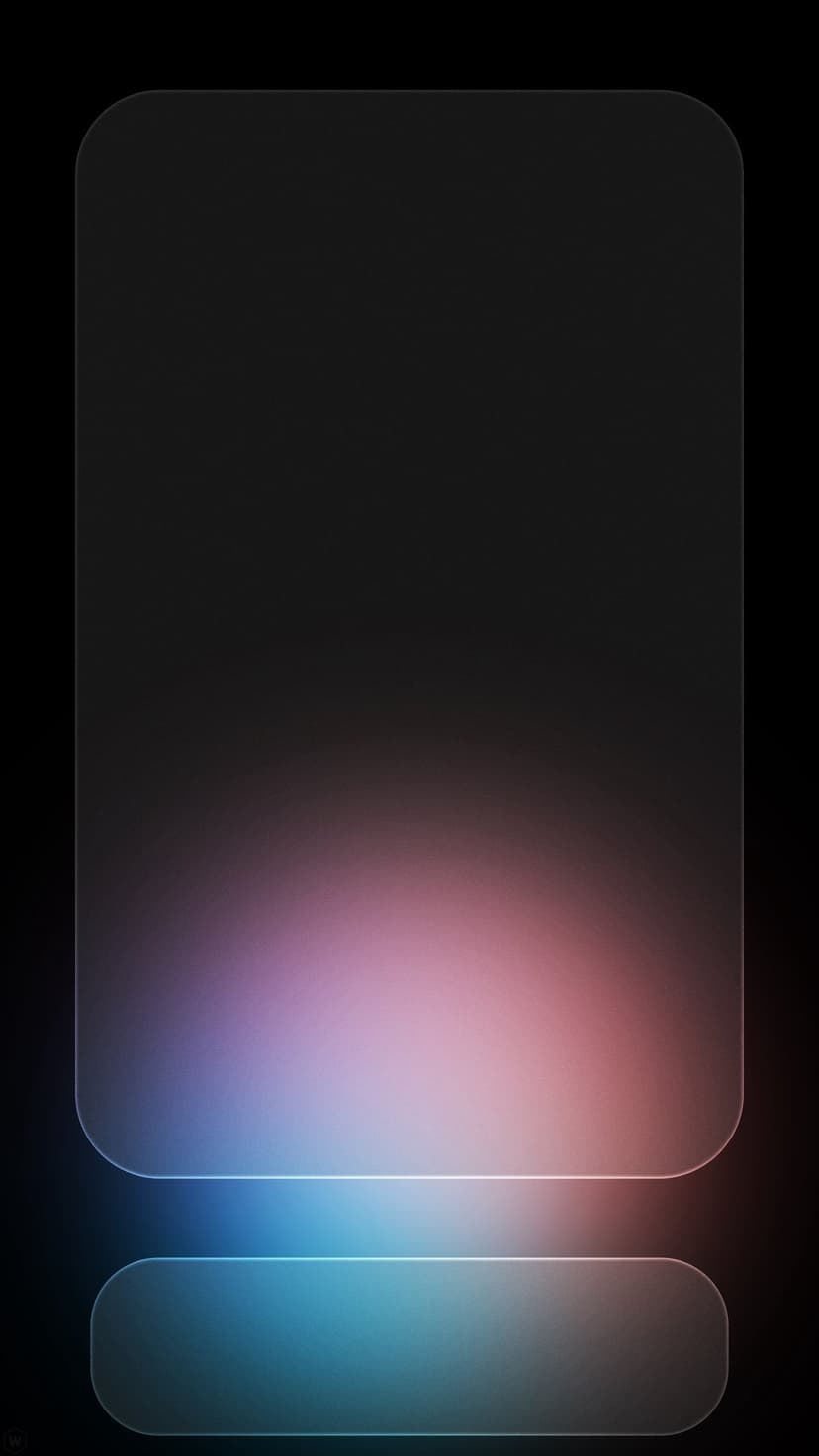 Rounded neon rectangles in teal and violet glow against a black gradient backdrop on a vertical mobile screen.