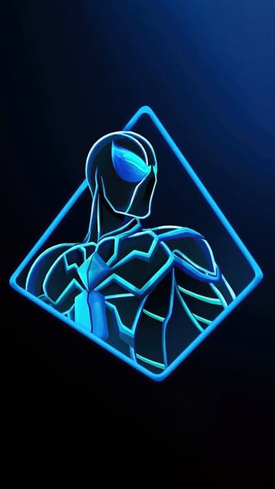 Neon Blue Spiderman Art on Black Background