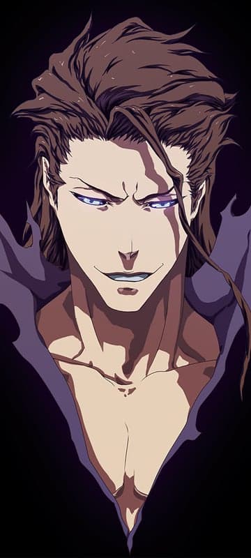 Sosuke Aizen Anime Portrait with Purple Aura