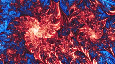 Crimson and Cobalt Fractal Swirls Abstract Phone Background