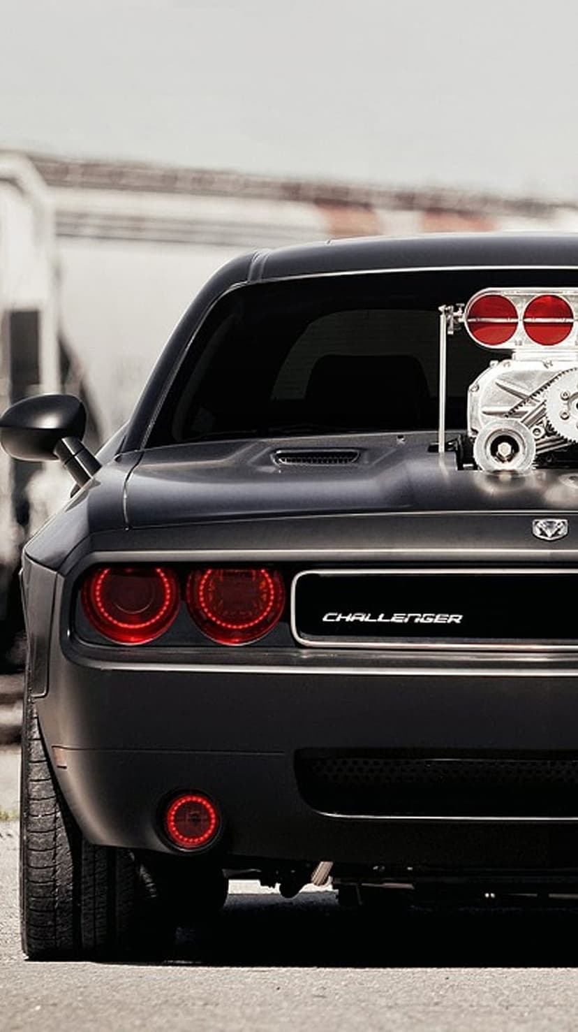 Custom Dodge Challenger Rear Supercharger Phone Background