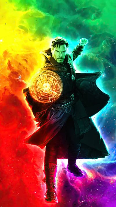 Doctor Strange Unleashes Cosmic Magic in Rainbow Nebula