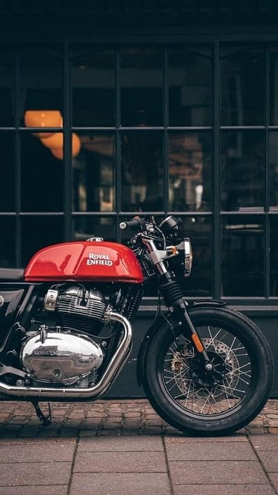 Royal Enfield Classic Red Motorcycle Mobile Wallpaper