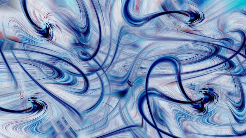Cobalt and white swirling lines intertwine across a dark blue gradient background in a fluid vertical motion.