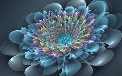 Ethereal Blue and Pastel Fractal Bloom Mobile Background