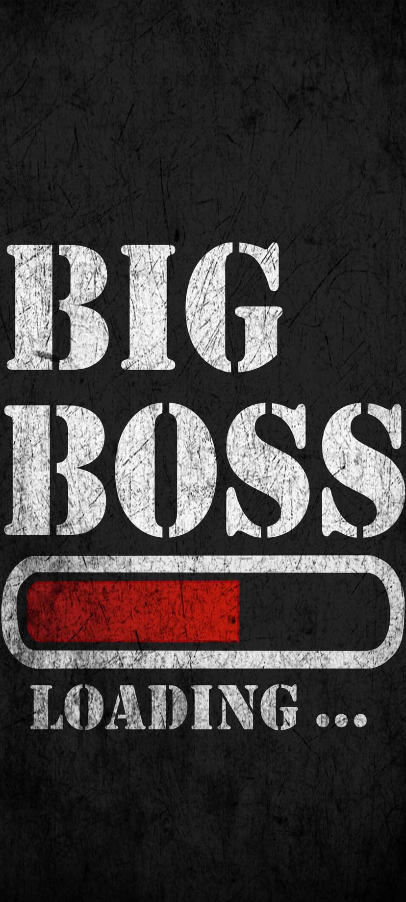 Big Boss Loading text sits above a partially filled red status bar on a distressed black textured background.