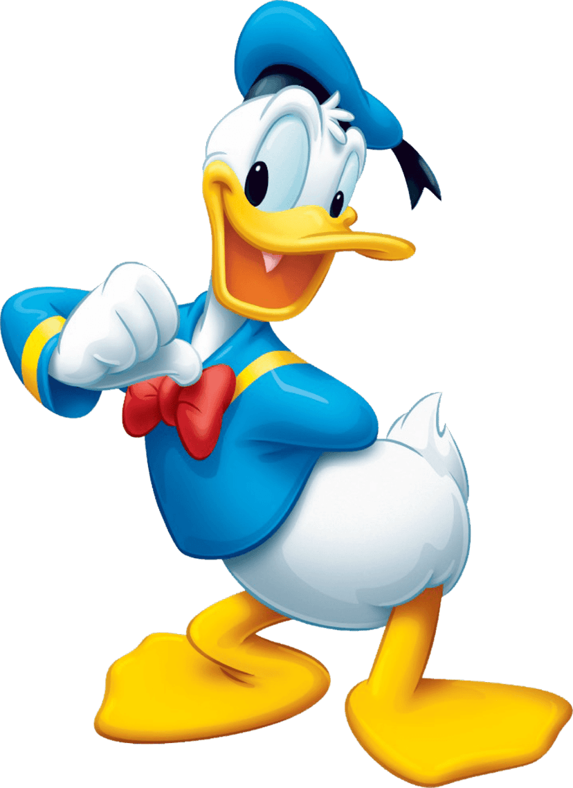 Disney characters Mickey Mouse Minnie and Donald stand together in a vibrant classic cartoon group composition.