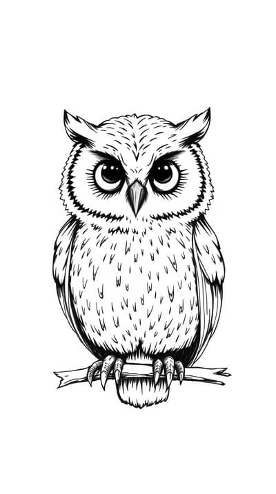 Detailed Black and White Owl Portrait Screen Background