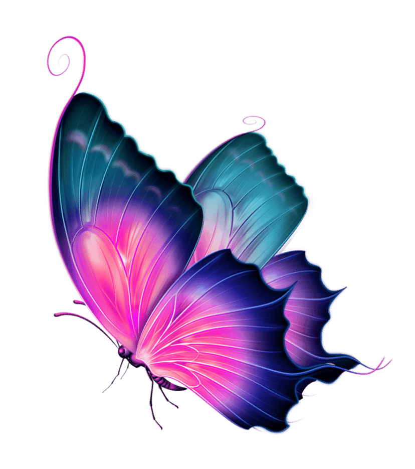Watercolor butterfly illustration with purple and indigo wings displays intricate textures and paint splatters.