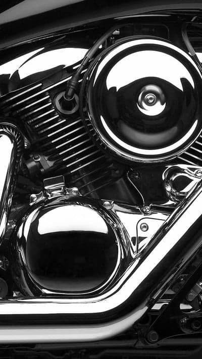 Close-up Chrome Motorcycle Engine and Exhaust