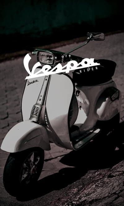 Retro Vespa Scooter with "We Are Vespa Rider" Text