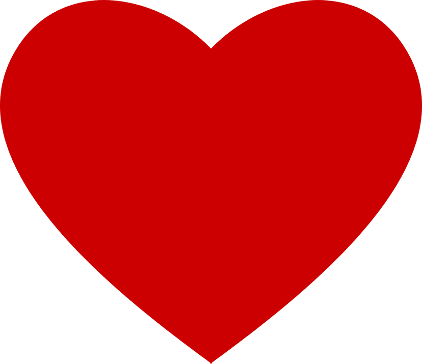 Red hearts flat icon set arranged in a clean layout featuring matte crimson textures and geometric shapes.