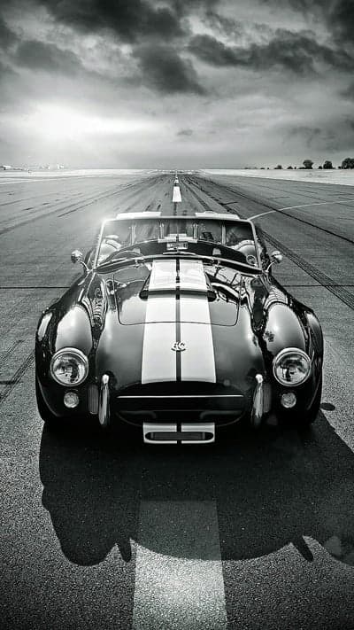 Classic Shelby Cobra on Runway, Dramatic Black and White