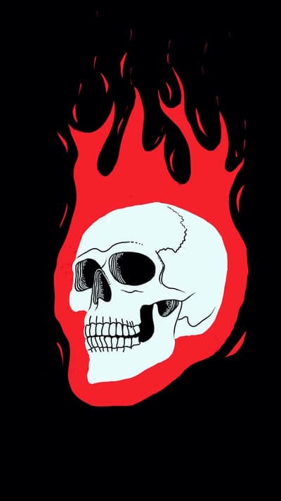 Fiery Red Skull Illustration for Mobile Phone Wallpaper