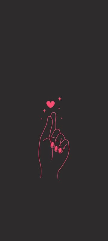 Pink Heart and Hand Gesture on Dark Background