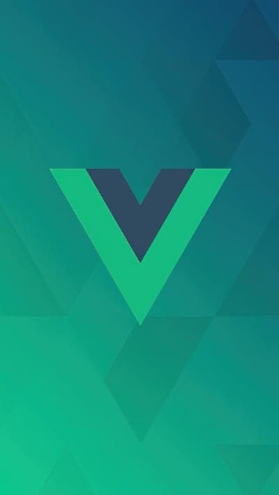 Vue.js Logo on a Gradient Green Geometric Background