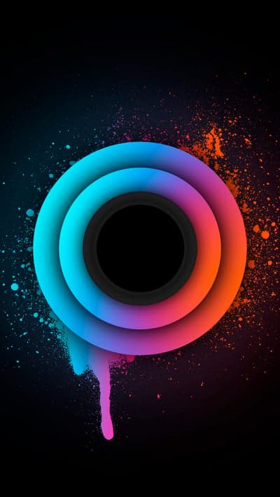 Colorful Gradient Rings with Neon Paint Splatter