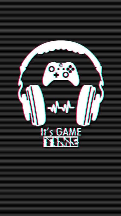 Gamer Headset and Controller "It's Game Time" Glitch Art