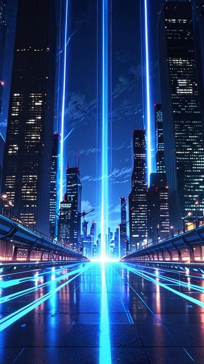Futuristic Cyberpunk Cityscape Blue Neon Phone Background