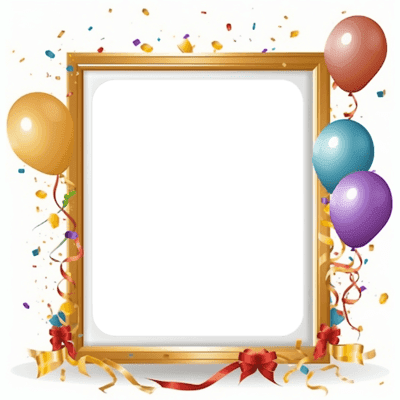 birthday frame,party picture frame,balloon decoration,festive confetti,celebration style,colorful party elements,joyful decor,birthday invitation,event celebration,cheerful design,party setup,balloon aesthetics,festive mood,ceremonial design,celebration art,party backdrop,festive graphics,birthday party theme