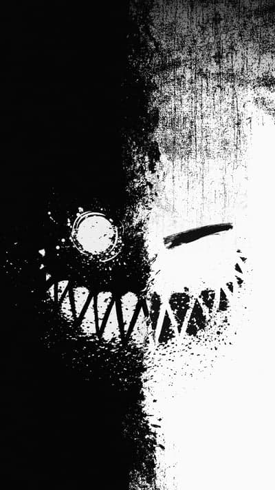 Grungy Black and White Split Face Abstract Art