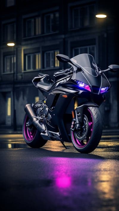 Cyberpunk Neon Sportbike Urban Night Mobile Background