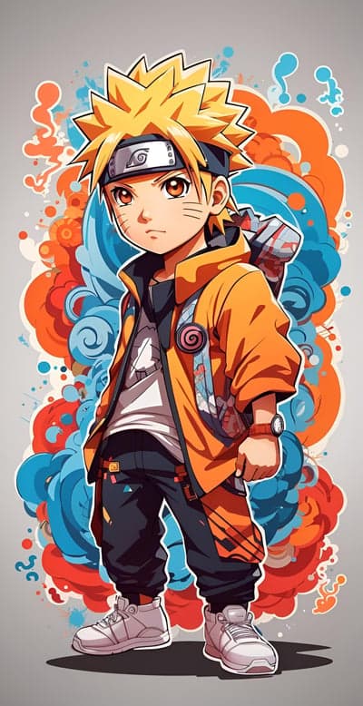 Naruto Uzumaki Anime Style Orange Jacket Character Art