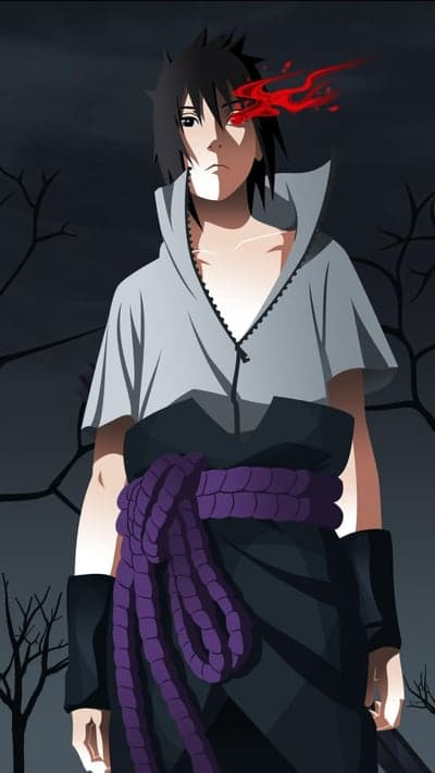 Sasuke Uchiha with Sharingan and Rinnegan in Naruto