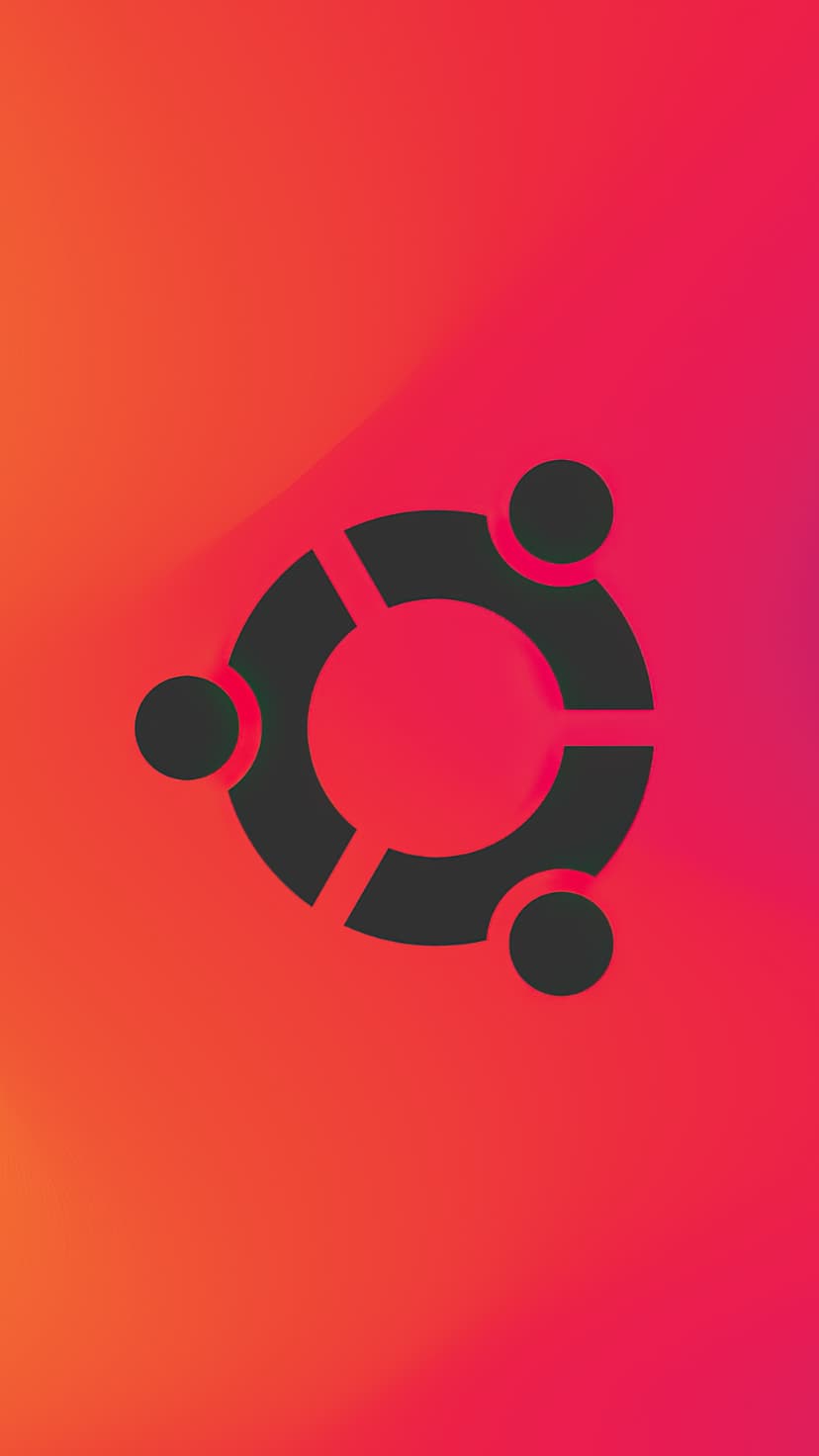 Ubuntu logo with a drop shadow centered on a smooth vertical gradient transitioning from orange to deep pink.