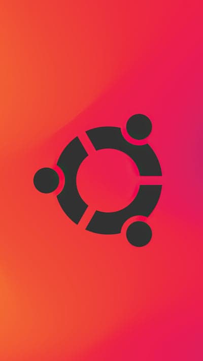 Ubuntu Logo on Orange and Pink Gradient Background