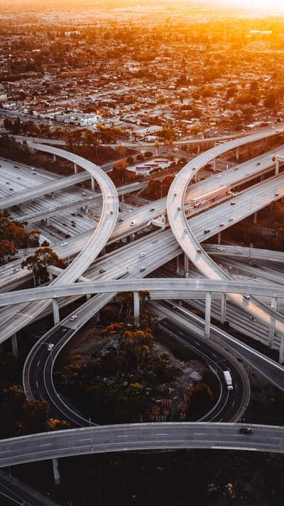 Cali Connect - Intersecting Highways at Sunset